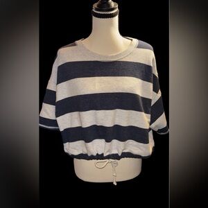 American Eagle Outfitters Black and Gray Striped Crop Top